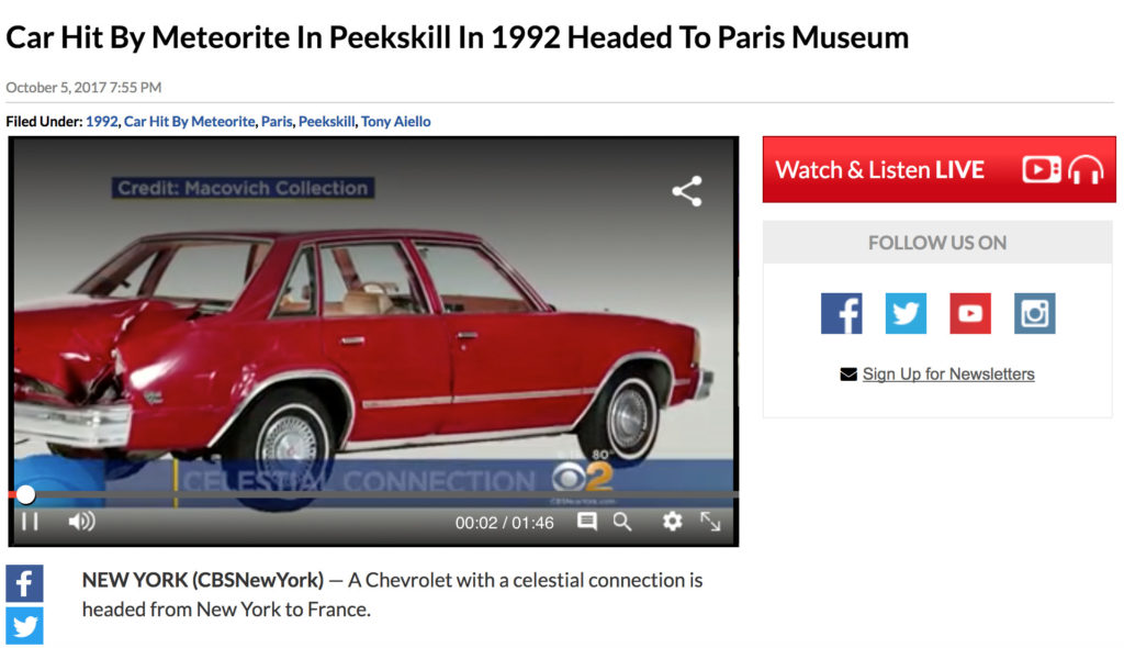 Peekskill Meteorite Car on CBS News